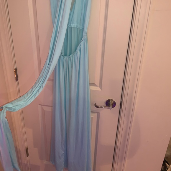 Blue adjustable halter top open back dress - Picture 4 of 6
